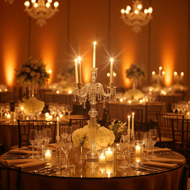 "Beautiful rental centerpieces featuring floral arrangements and decorative accents perfect for weddings, parties, and special events."