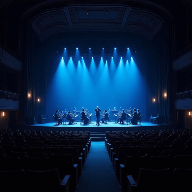 "Live band performing on stage with vibrant lighting, entertaining guests at a lively event."